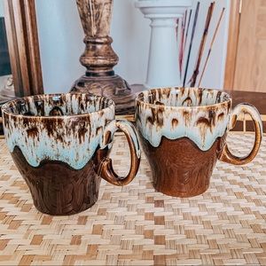 Vintage drip glaze mugs